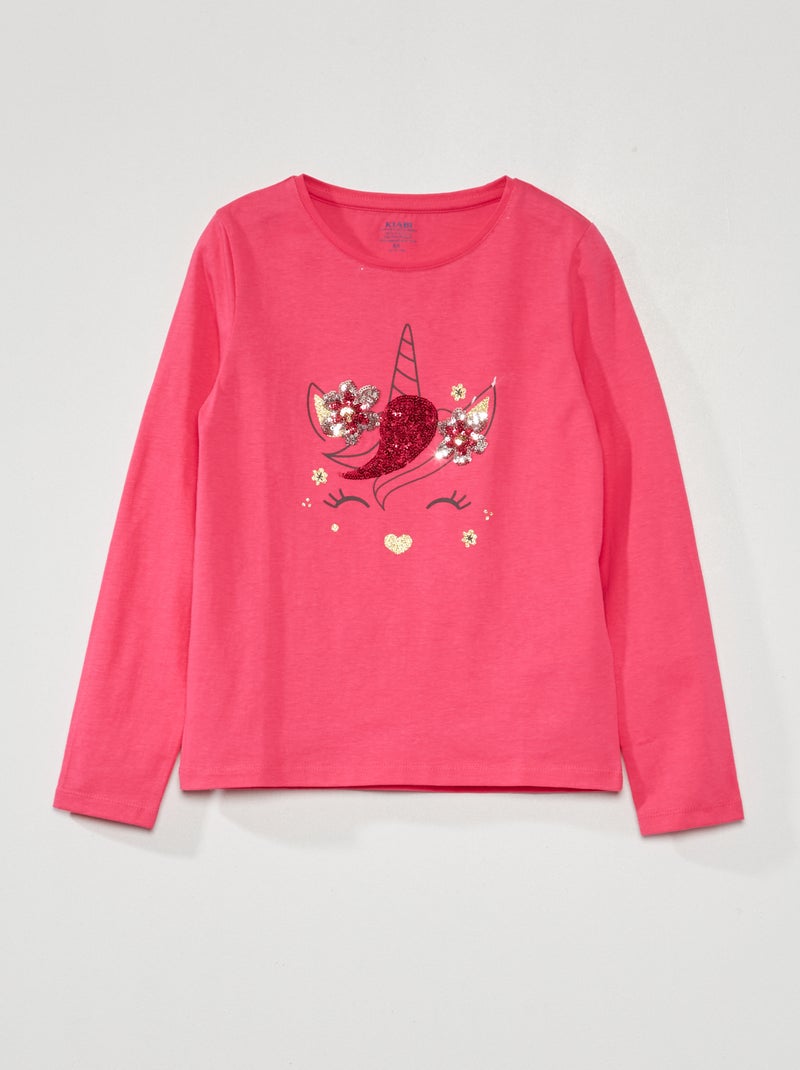 Camiseta estampada de manga larga ROSA - Kiabi