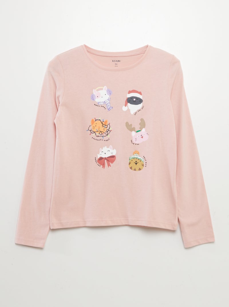 Camiseta estampada de manga larga ROSA - Kiabi