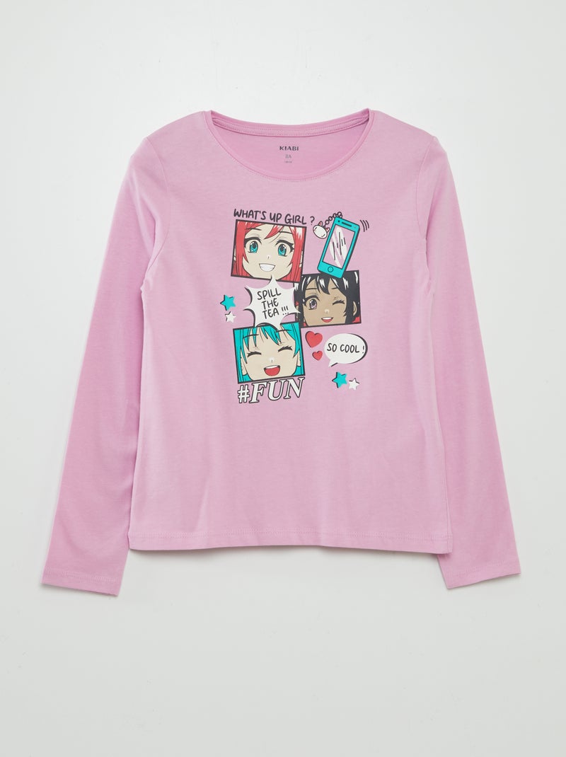 Camiseta estampada de manga larga ROSA - Kiabi