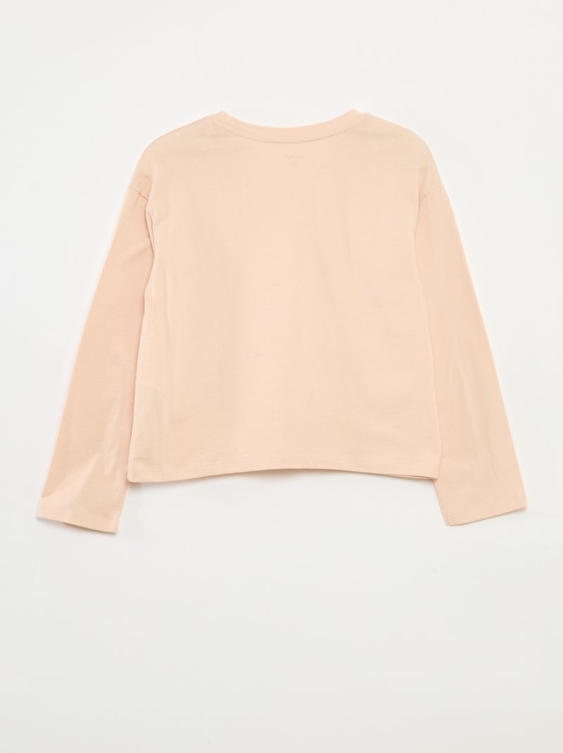 Camiseta estampada de manga larga Rosa - Kiabi