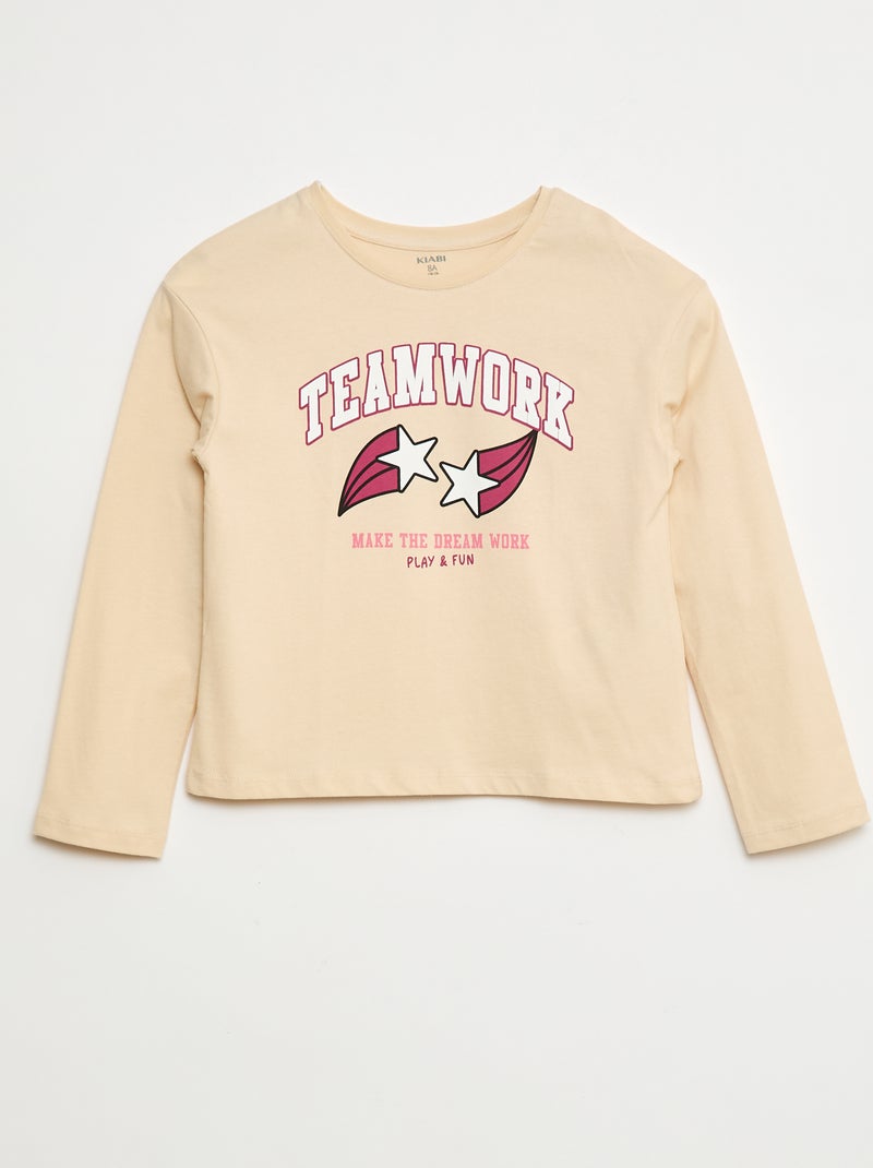 Camiseta estampada de manga larga Rosa - Kiabi