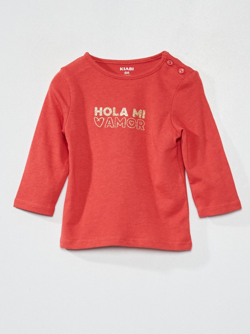 Camiseta estampada de manga larga ROSA - Kiabi