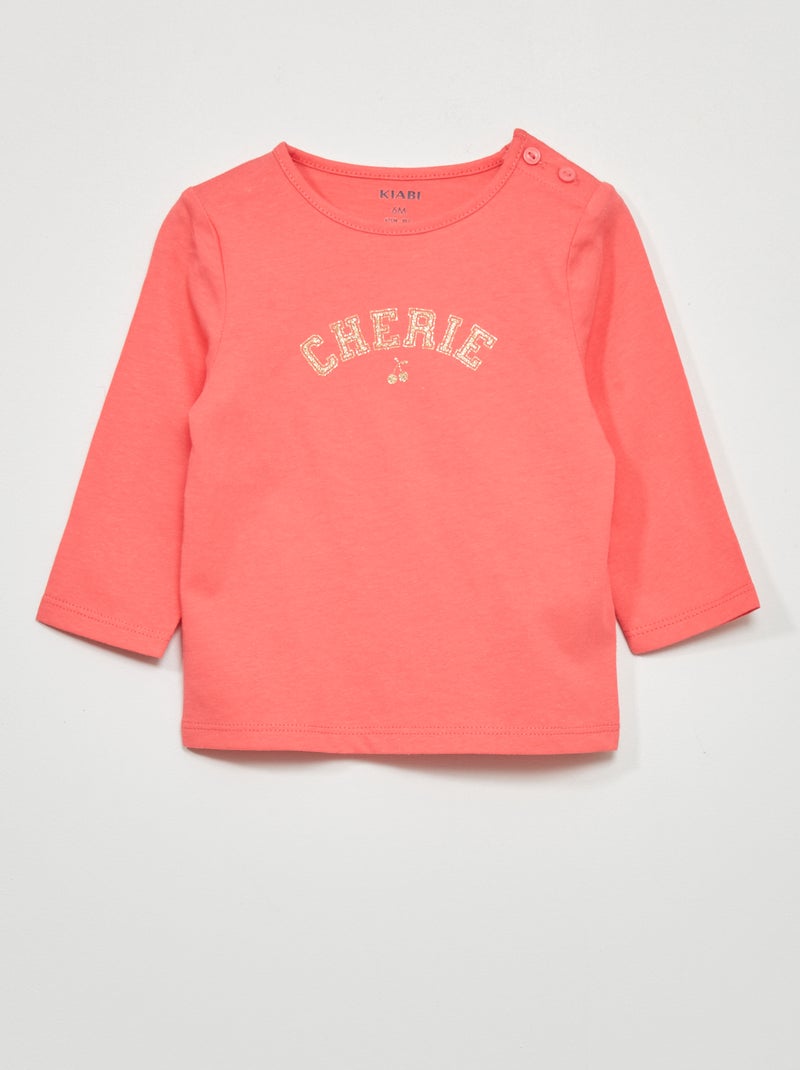 Camiseta estampada de manga larga ROSA - Kiabi