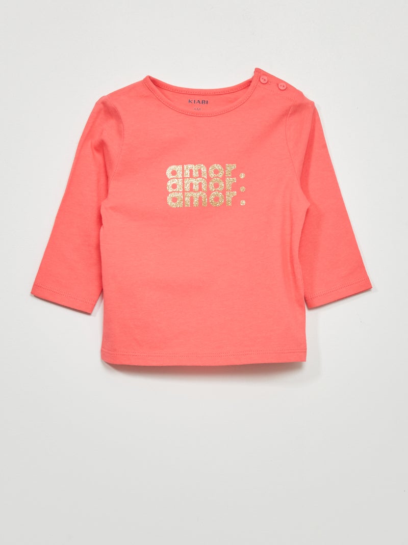 Camiseta estampada de manga larga ROSA - Kiabi