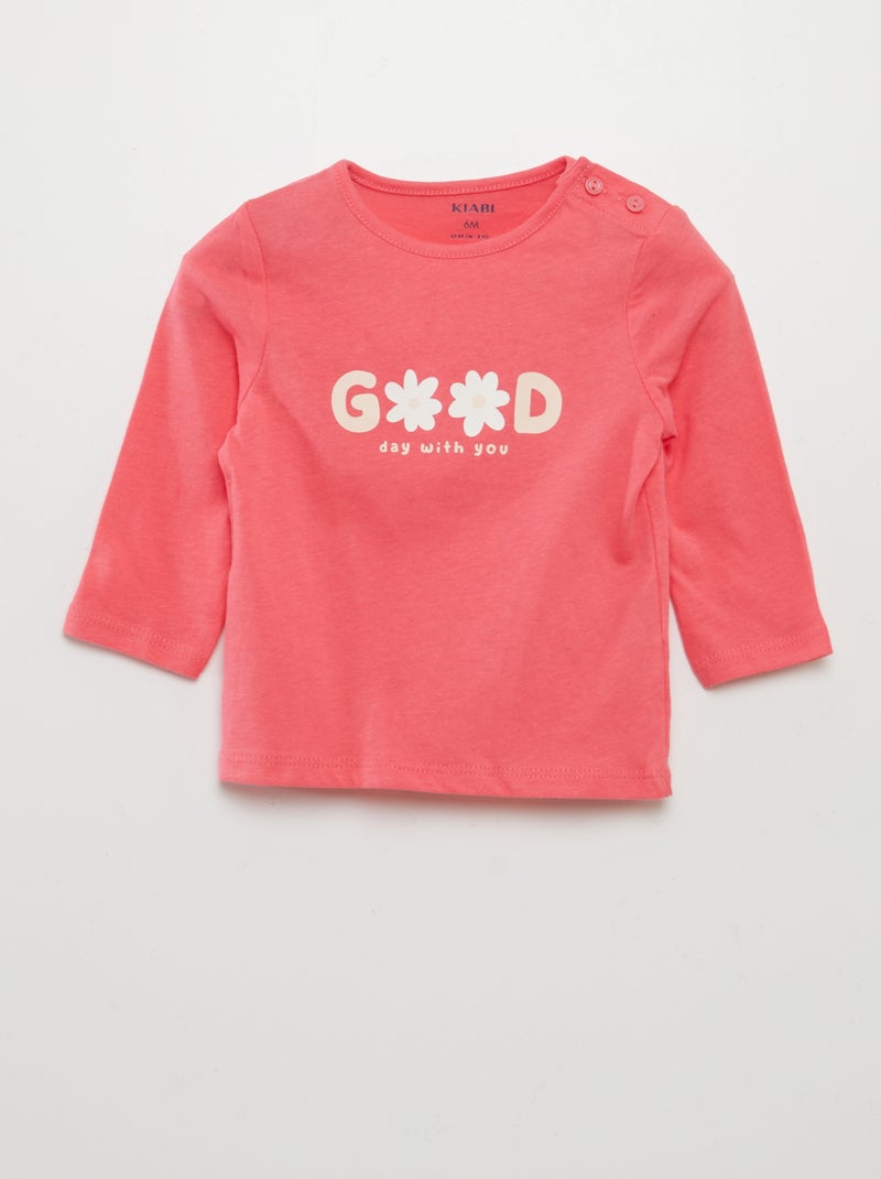 Camiseta estampada de manga larga ROSA - Kiabi