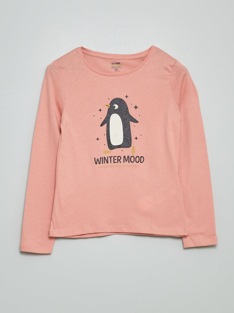 Camiseta estampada de manga larga ROSA - Kiabi