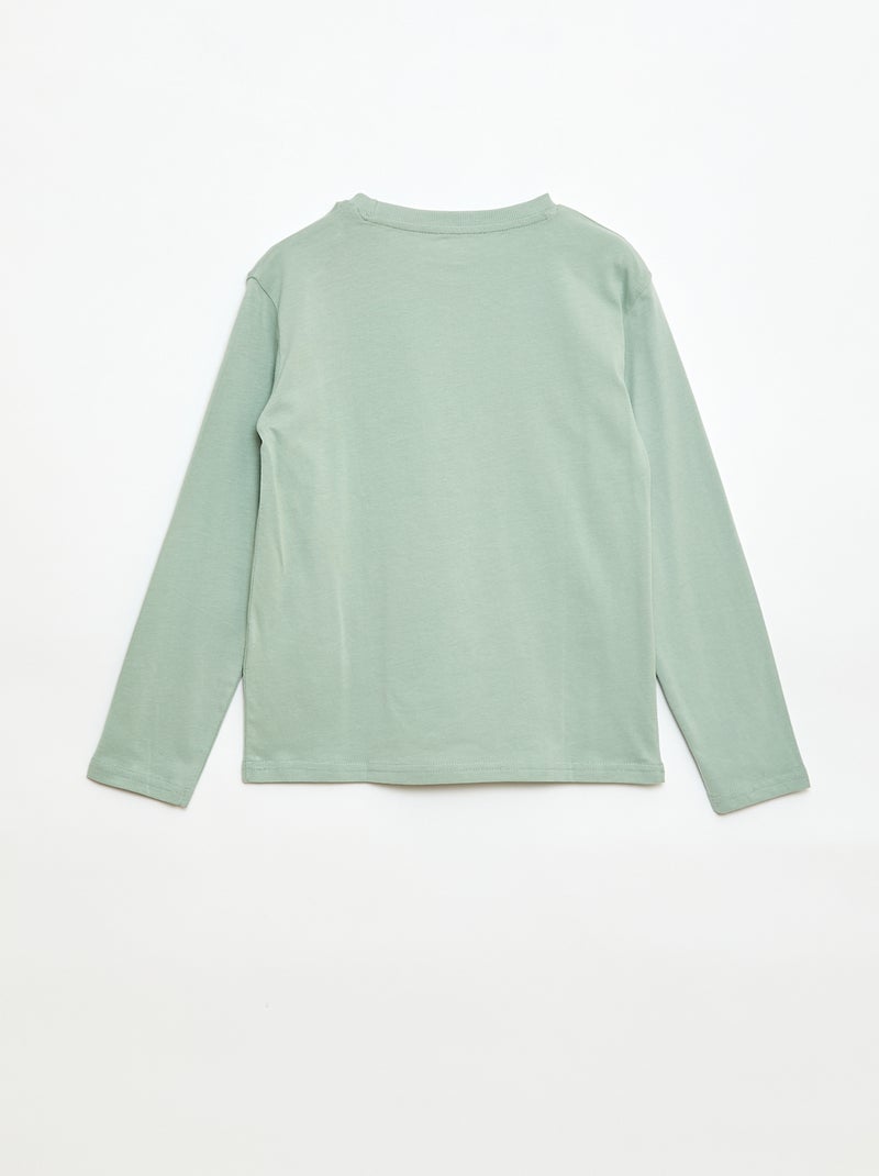 Camiseta estampada de manga larga Verde - Kiabi