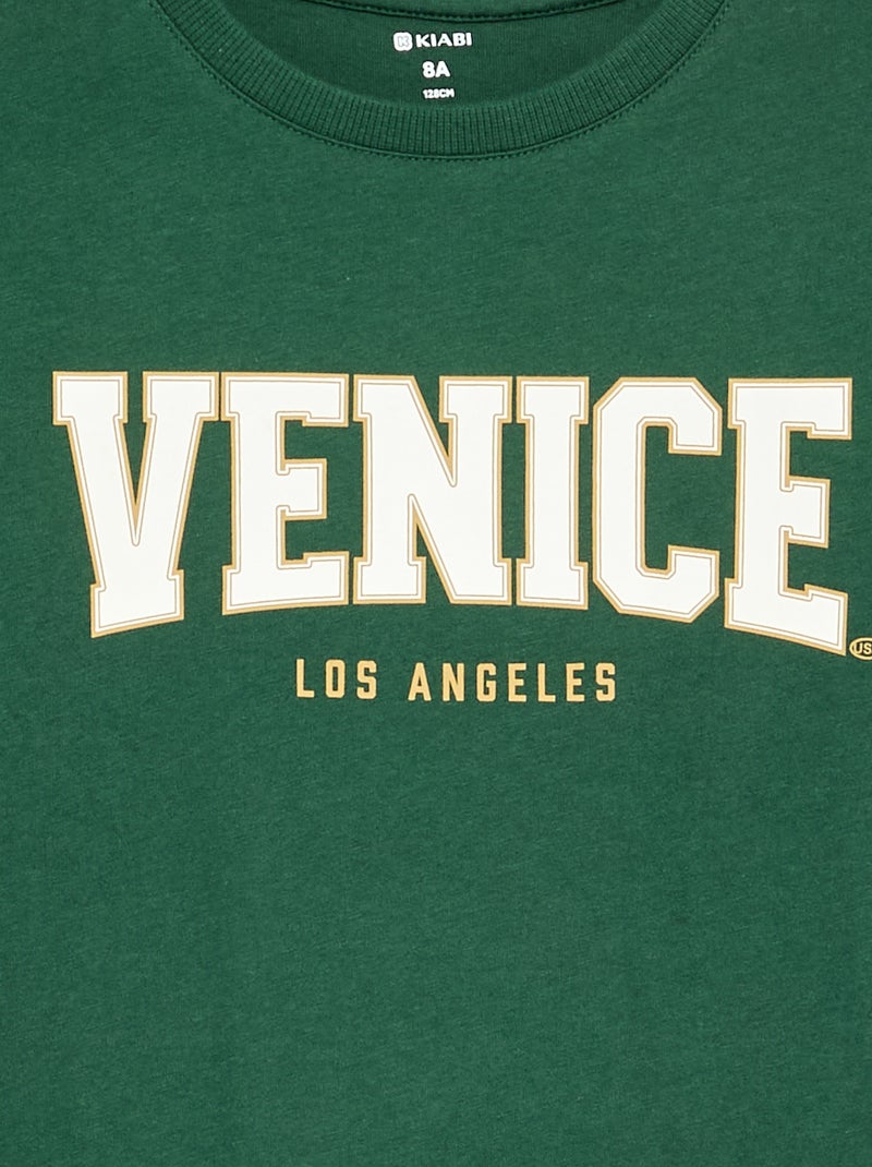 Camiseta estampada de manga larga Verde - Kiabi