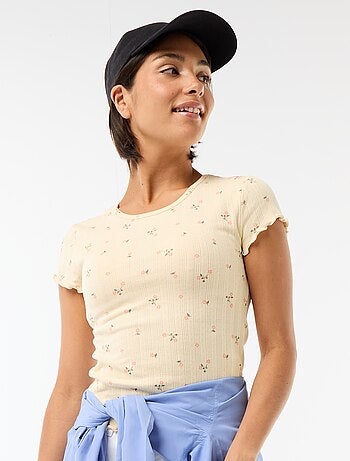 Camiseta estampada de punto calado