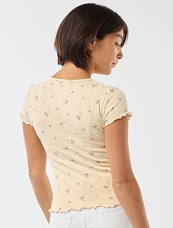 Camiseta estampada de punto calado