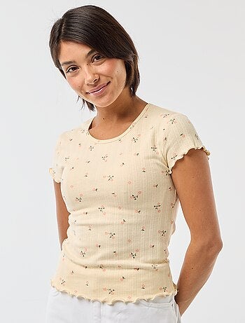 Camiseta estampada de punto calado
