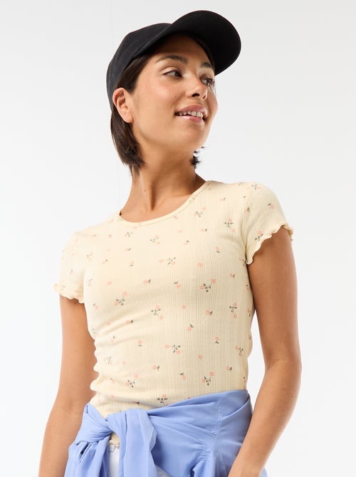 Camiseta estampada de punto calado - Kiabi