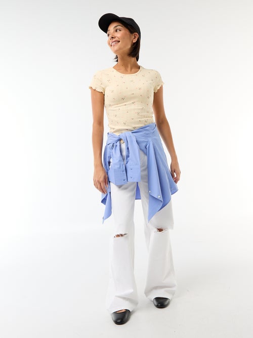 Camiseta estampada de punto calado - Kiabi
