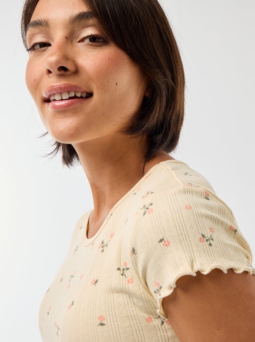 Camiseta estampada de punto calado - Kiabi