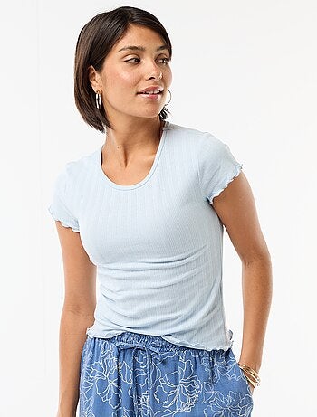 Camiseta estampada de punto calado