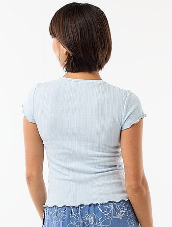 Camiseta estampada de punto calado