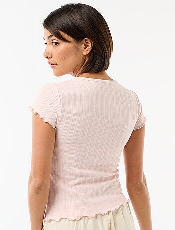 Camiseta estampada de punto calado