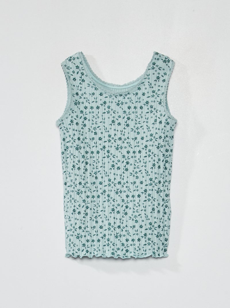 Camiseta estampada de punto de canalé AZUL - Kiabi
