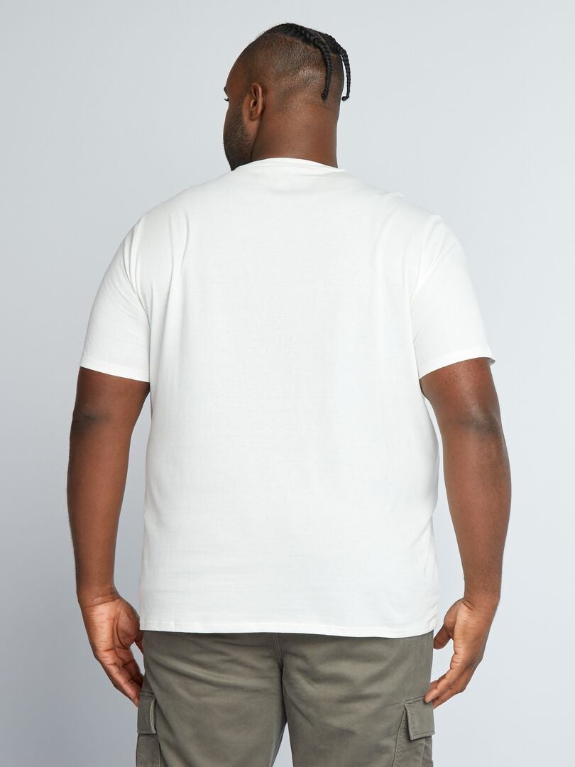 Camiseta estampada de punto de canalé BLANCO - Kiabi