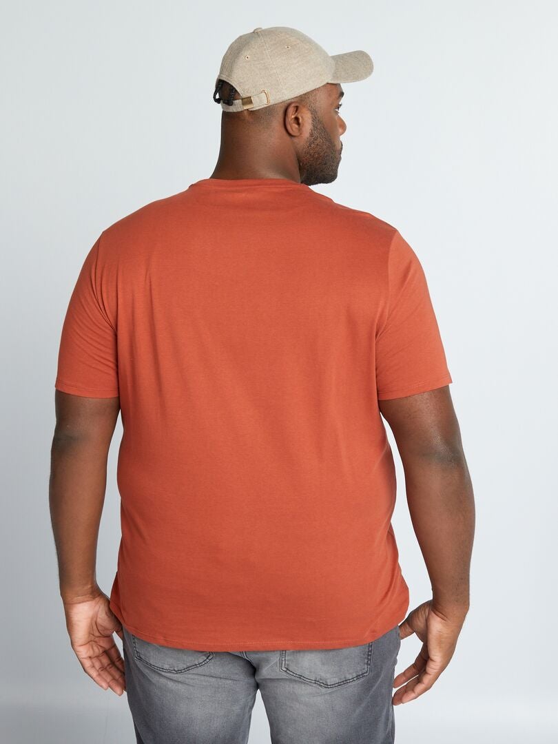 Camiseta estampada de punto de canalé MARRON - Kiabi