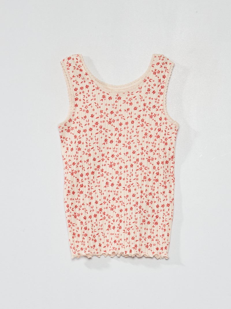 Camiseta estampada de punto de canalé ROSA - Kiabi