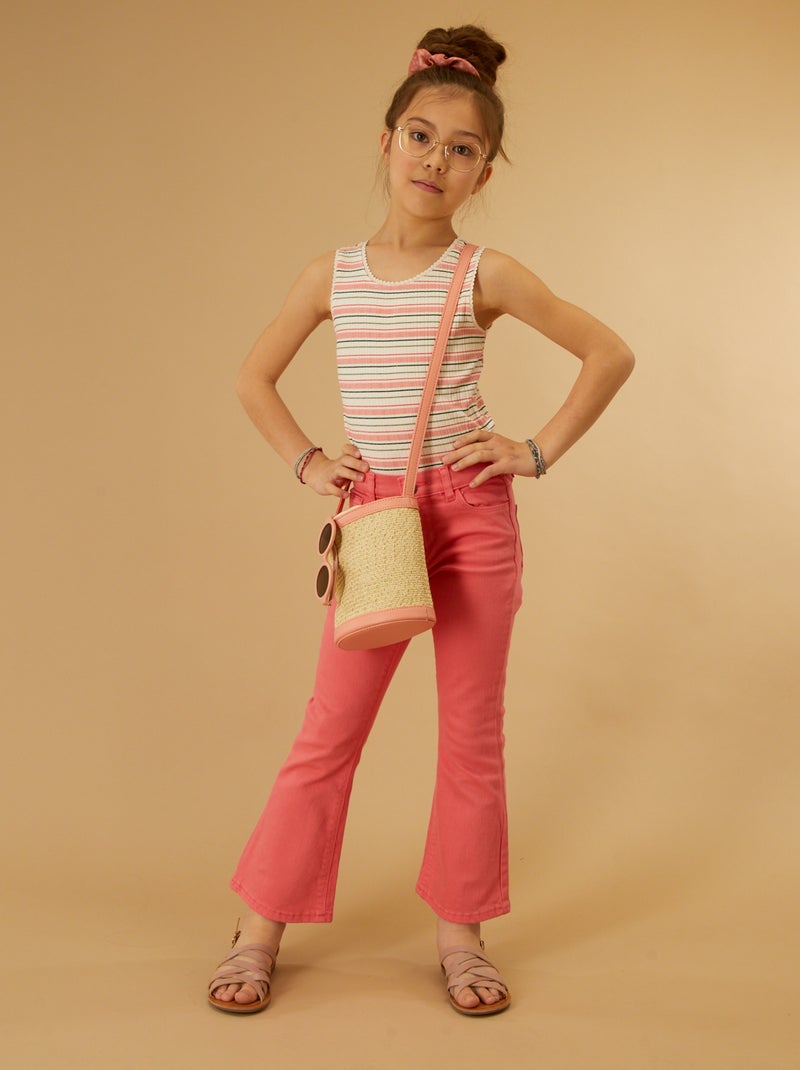 Camiseta estampada de punto de canalé ROSA - Kiabi