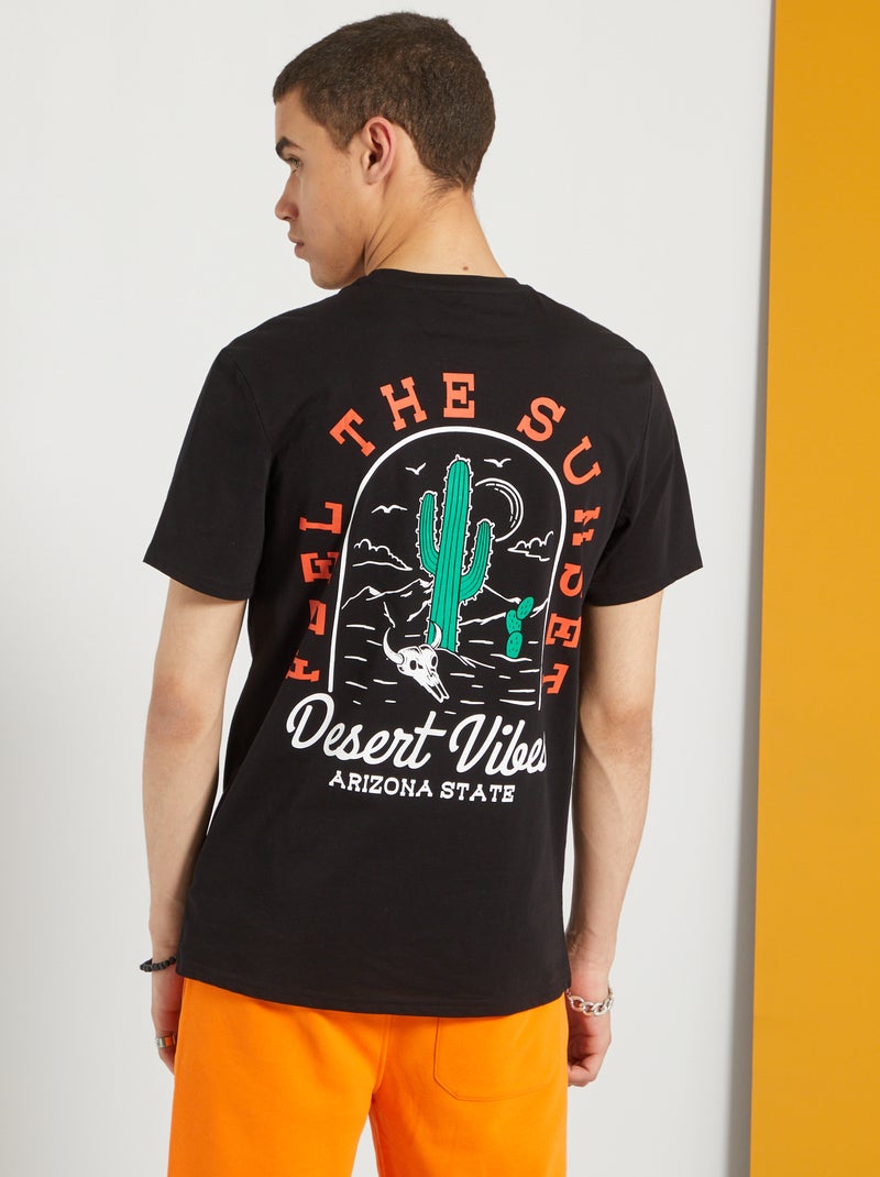 Camiseta estampada 'desierto' Negro - Kiabi