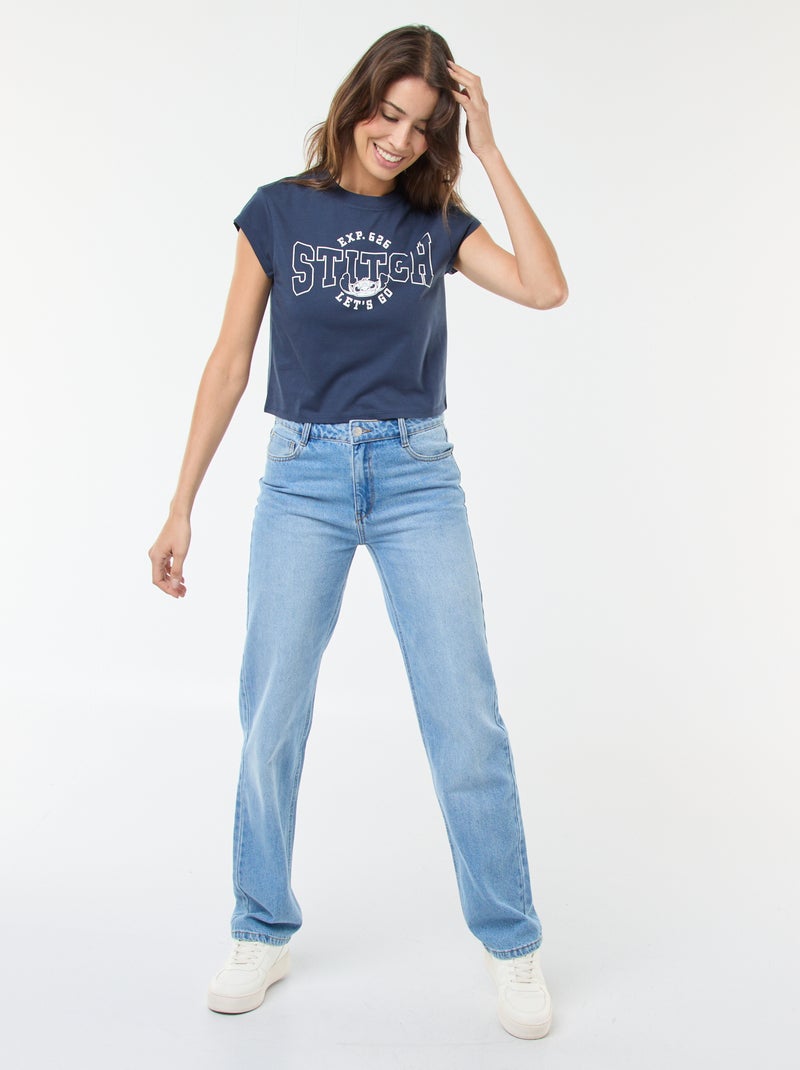 Camiseta estampada 'Disney' 'Stitch' de algodón Azul - Kiabi