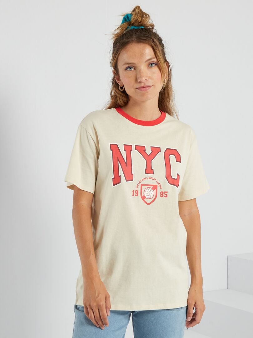 Camiseta estampada EE. UU. BEIGE - Kiabi