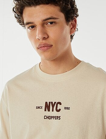Camiseta estampada en ambos lados manga corta 'New York'