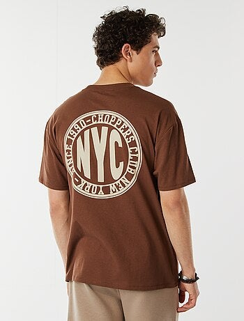 Camiseta estampada en ambos lados manga corta 'New York'