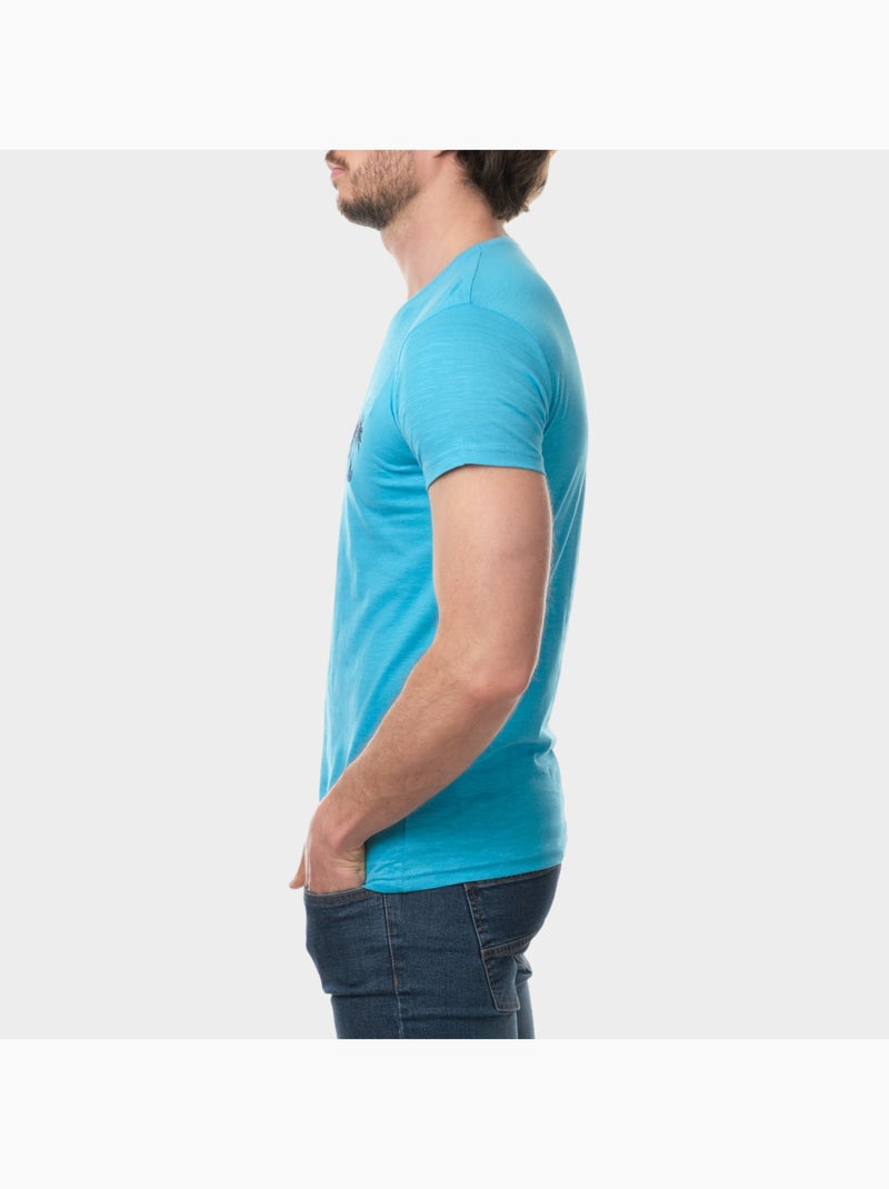Camiseta estampada en el pecho Azul turquesa - Kiabi