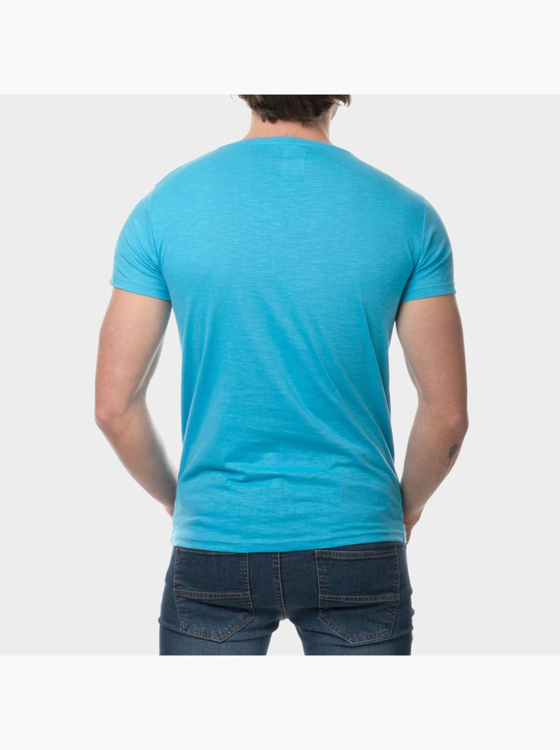 Camiseta estampada en el pecho Azul turquesa - Kiabi