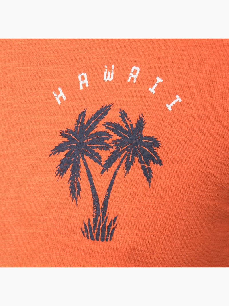 Camiseta estampada en el pecho Naranja - Kiabi