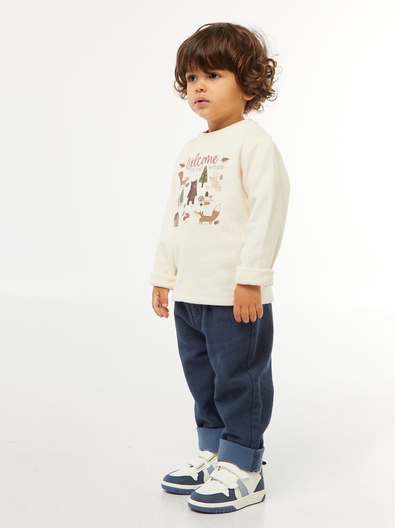 Camiseta estampada en tejido polar suave Blanco - Kiabi