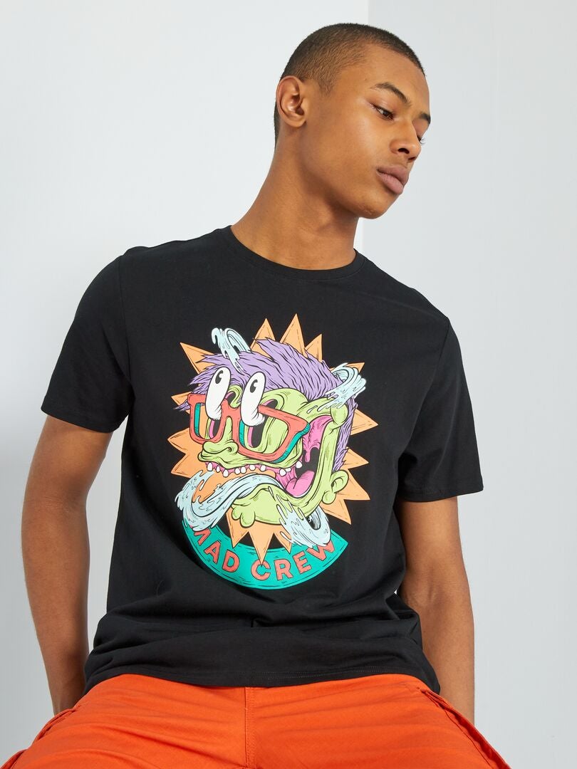 Camiseta estampada estilo monster NEGRO - Kiabi