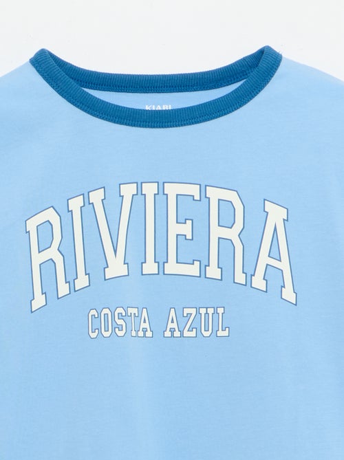 Camiseta estampada fantasía de manga corta con ribetes contrastantes - Kiabi