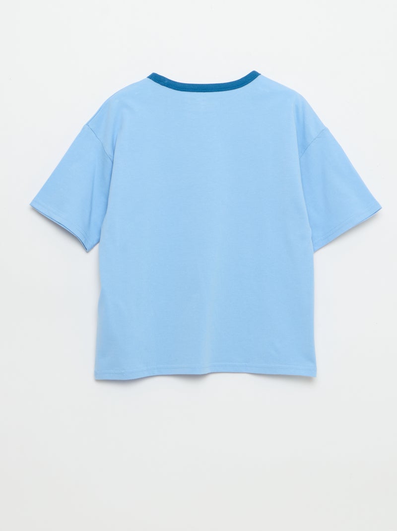 Camiseta estampada fantasía de manga corta con ribetes contrastantes Azul - Kiabi