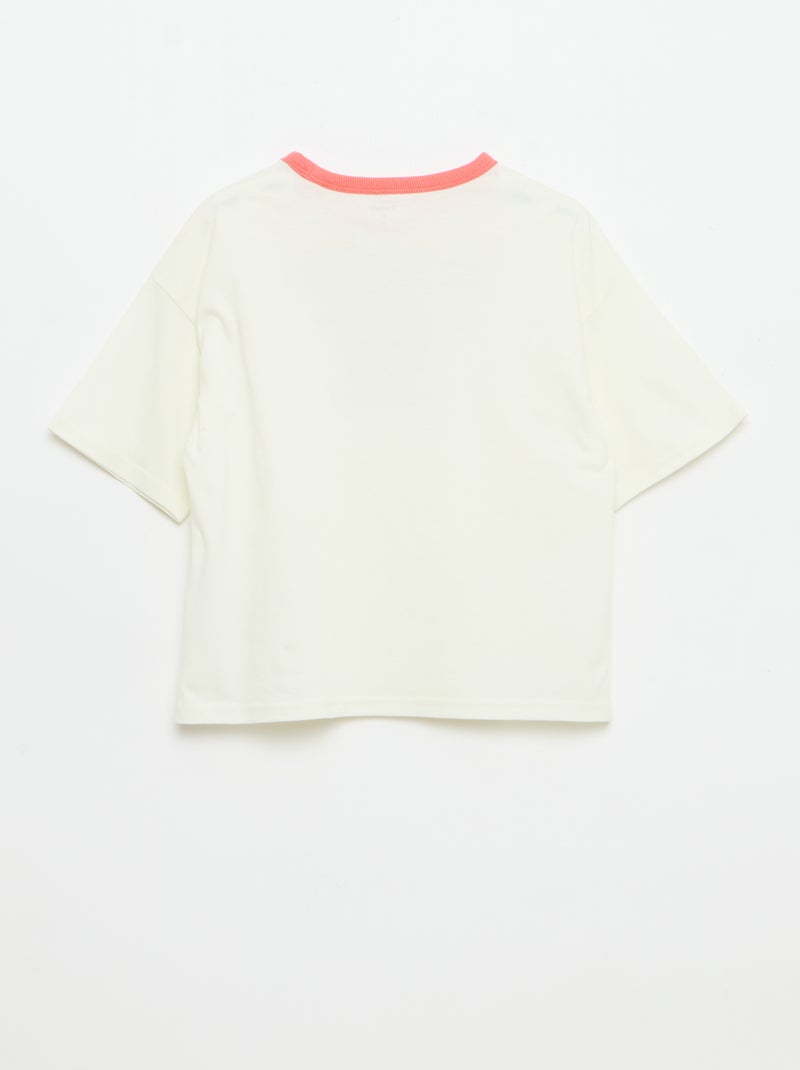 Camiseta estampada fantasía de manga corta con ribetes contrastantes Blanco - Kiabi
