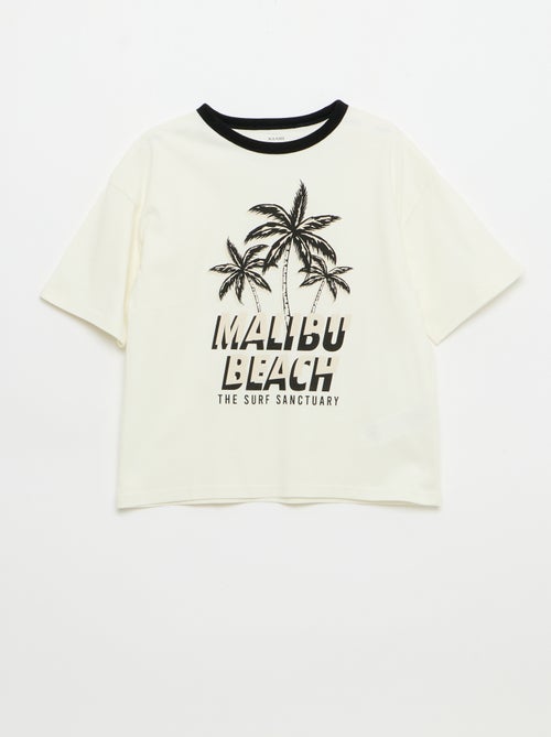 Camiseta estampada fantasía de manga corta con ribetes contrastantes - Kiabi