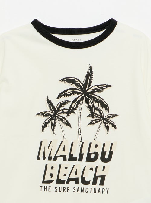 Camiseta estampada fantasía de manga corta con ribetes contrastantes - Kiabi