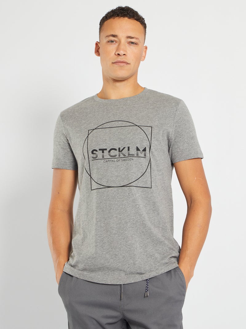 Camiseta estampada GRIS - Kiabi
