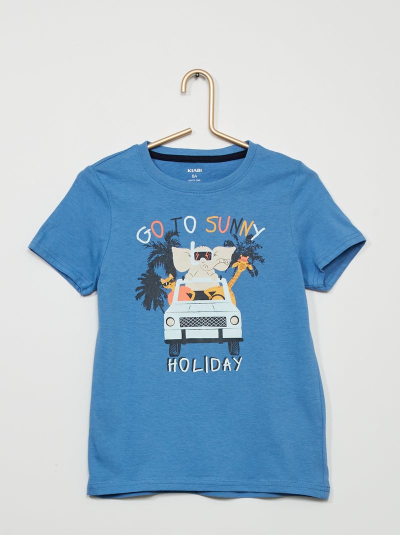 Camiseta estampada 'jeep' AZUL - Kiabi