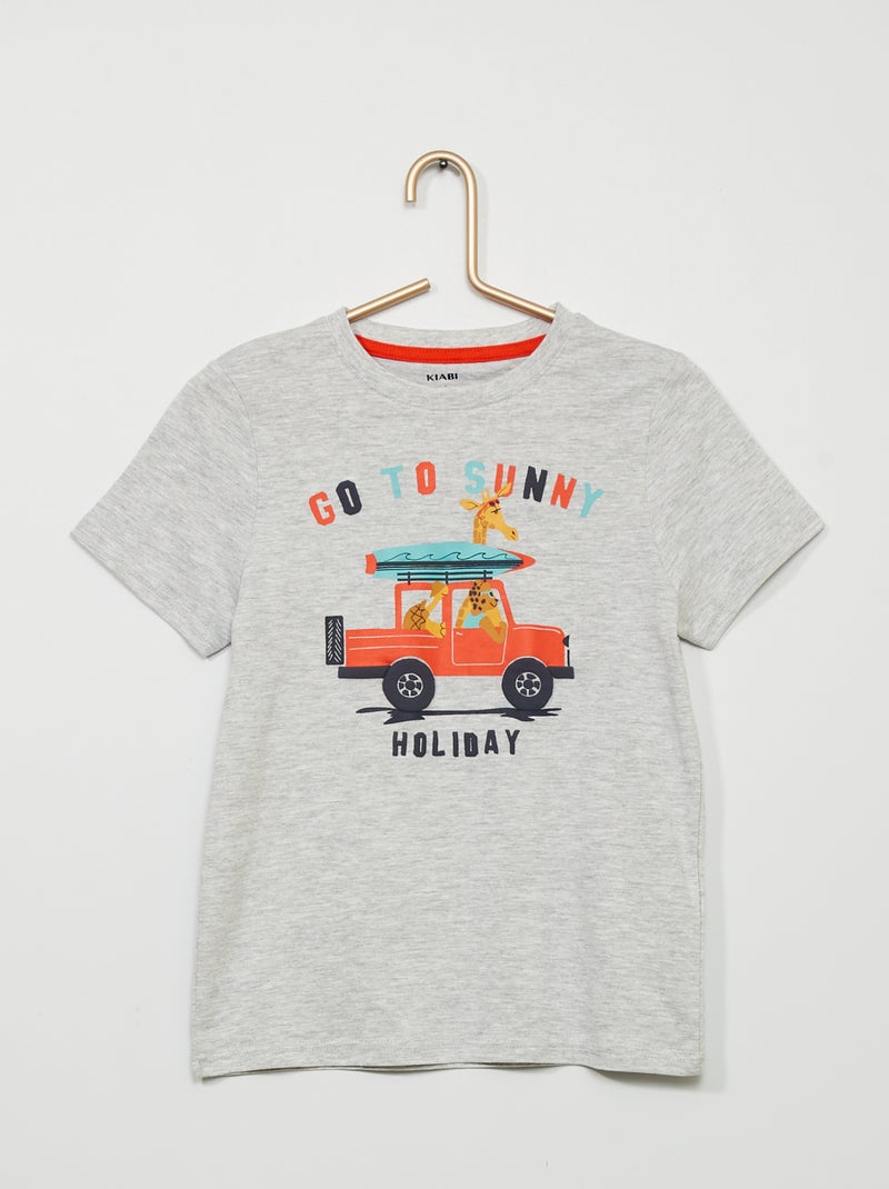 Camiseta estampada 'jeep' GRIS - Kiabi