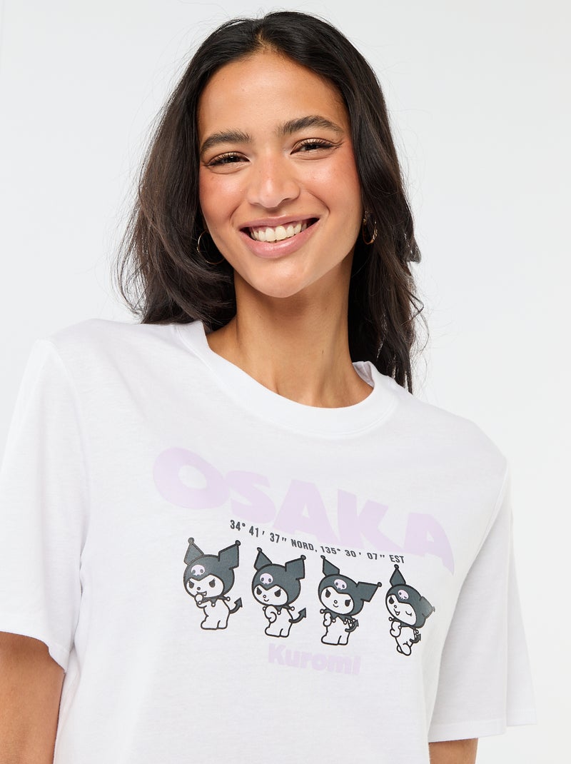 Camiseta estampada 'Kuromi' de manga corta Blanco - Kiabi