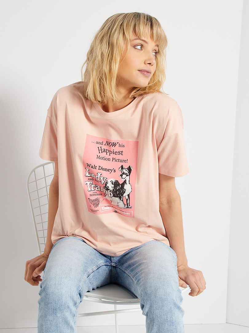 Camiseta estampada 'La dama y el vagabundo' ROSA - Kiabi