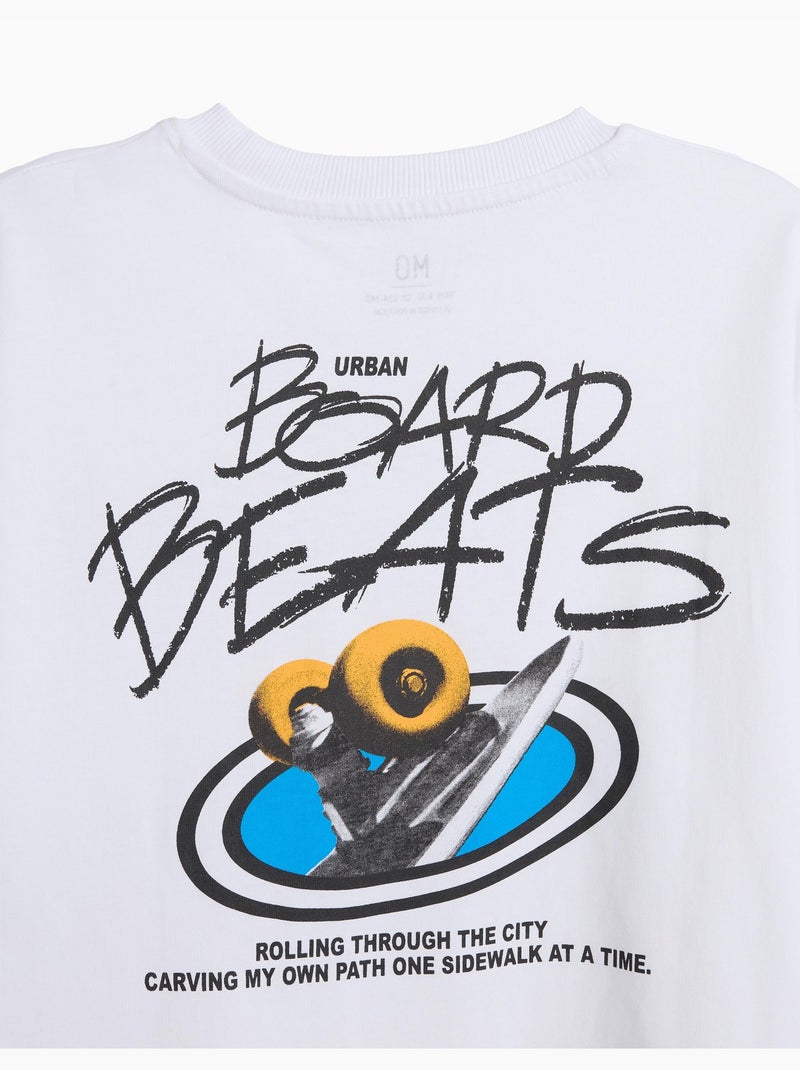 Camiseta estampada 'loose fit', mo fashion Blanco - Kiabi