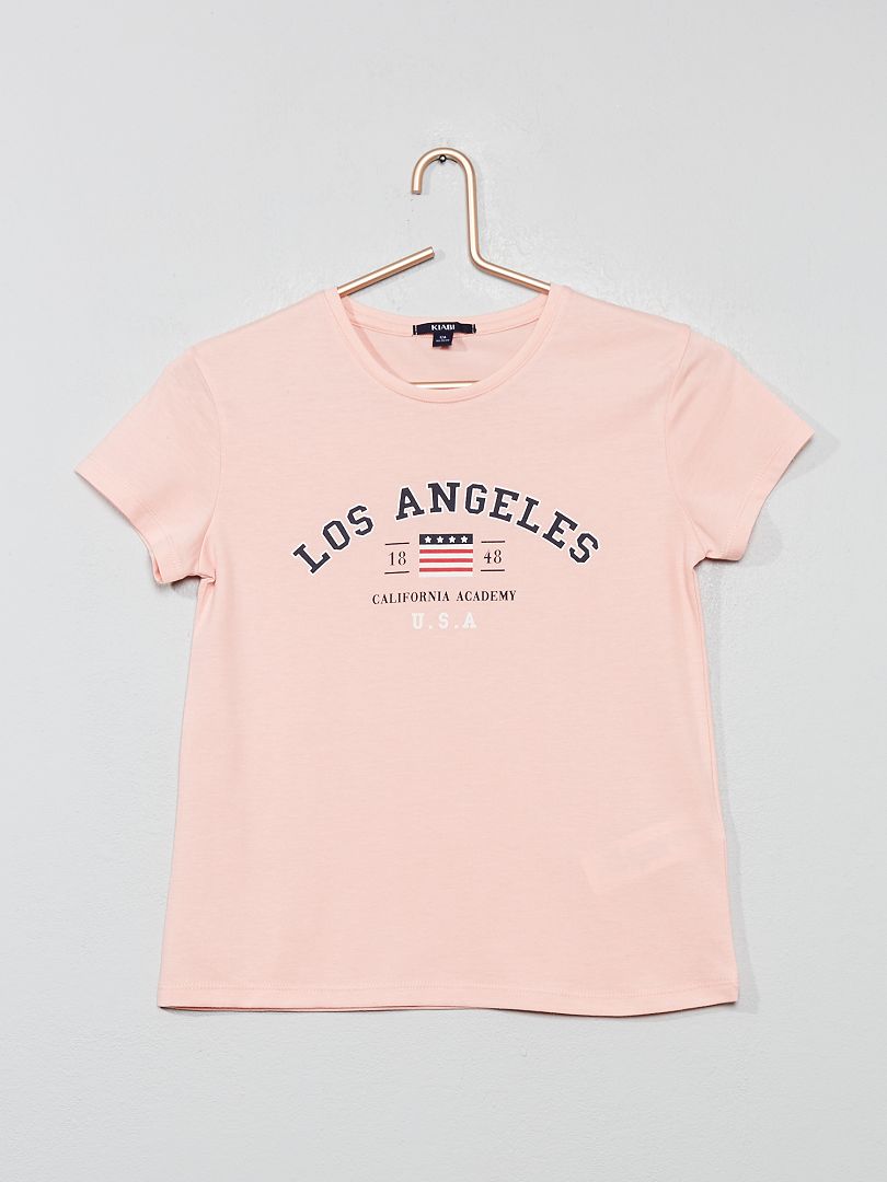 Camiseta estampada 'Los Ángeles' ROSA - Kiabi