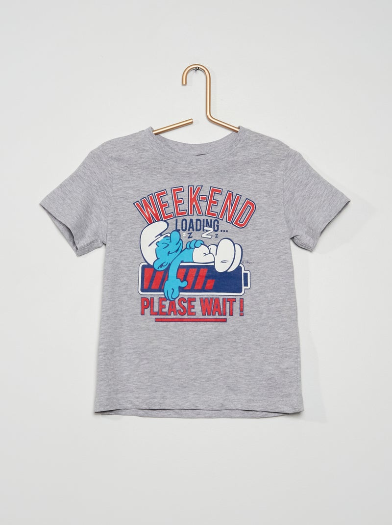Camiseta estampada 'Los Pitufos' GRIS - Kiabi