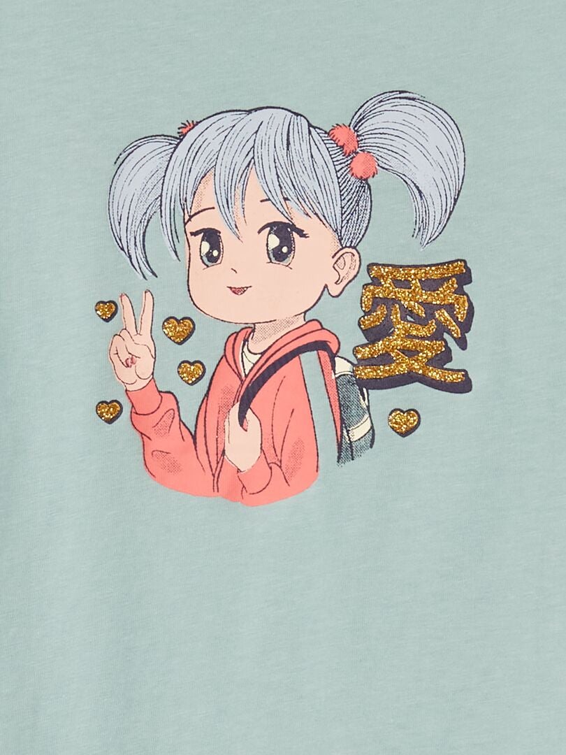 Camiseta estampada 'manga' AZUL - Kiabi